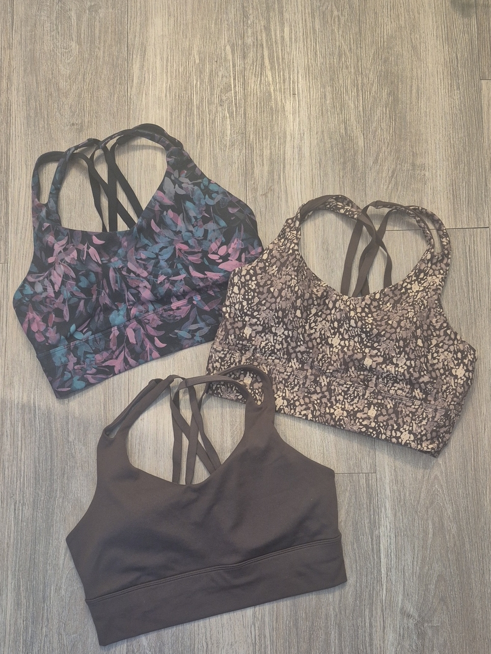 Freely Women’s Strappy Sports Bras - Black, Floral & Brown